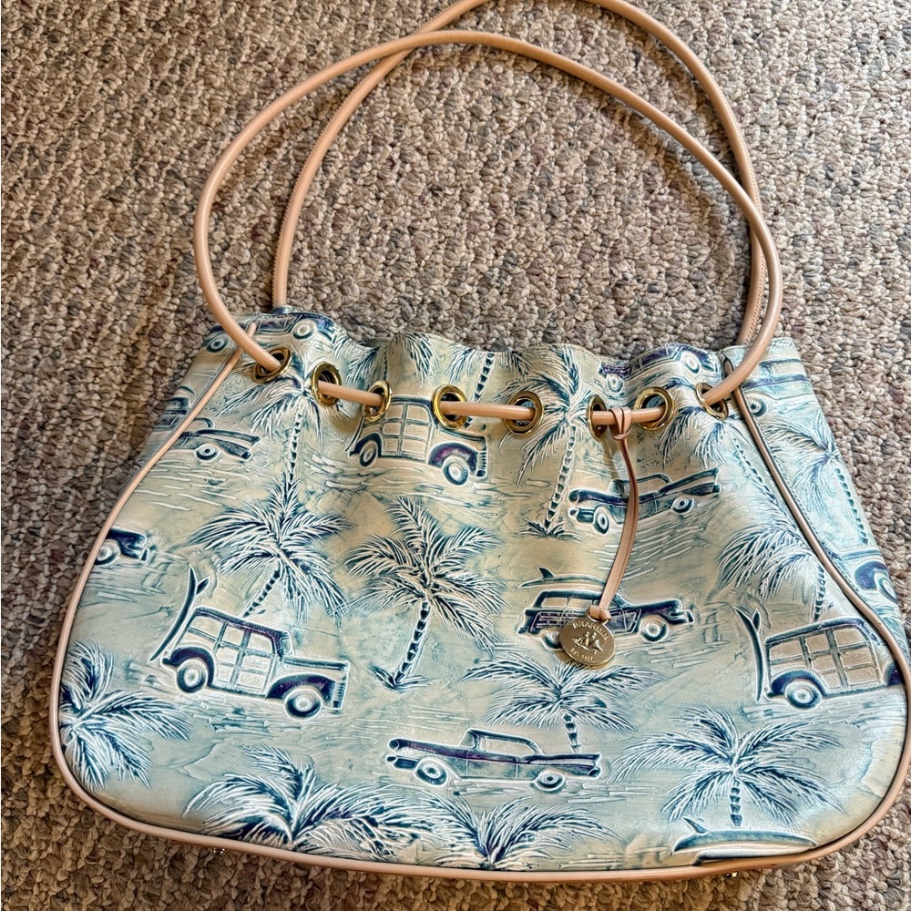 Rare Vintage Brahmin Amy Sky Copa Cabana Leather Shoulder Bag